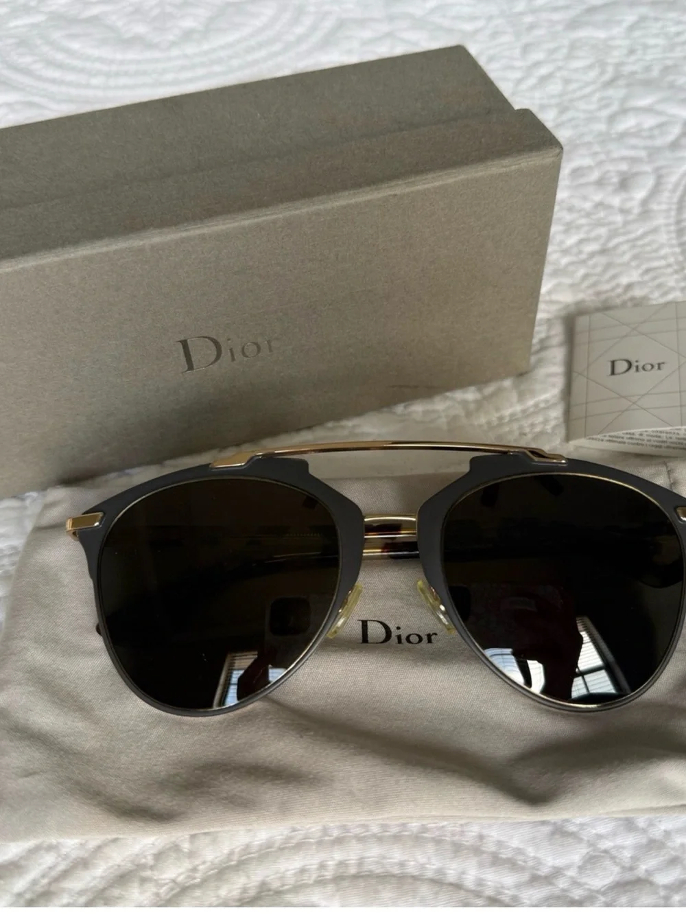 Christian Dior Reflected Aviator Sunglasses - Gold & Tortoise